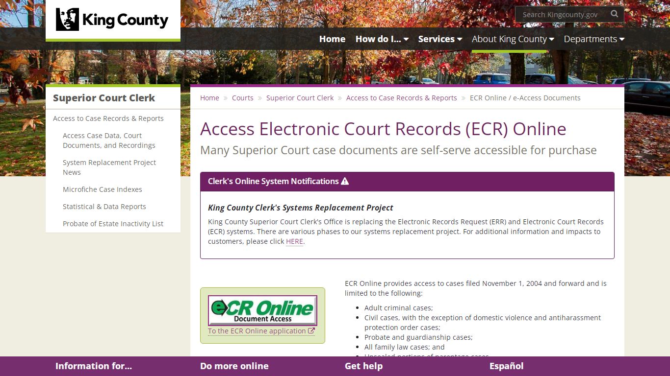 Access Electronic Court Records (ECR) Online - King County